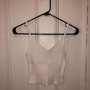 h&m ribbed white crop tank